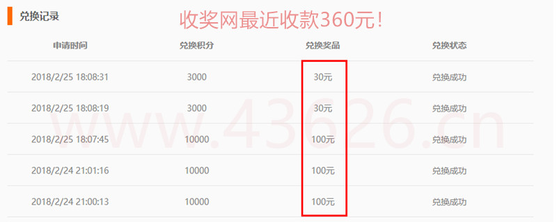 收奖网收款图360元