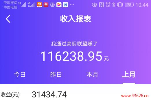 现在做什么能挣钱？高佣联盟10月份收入31438元~